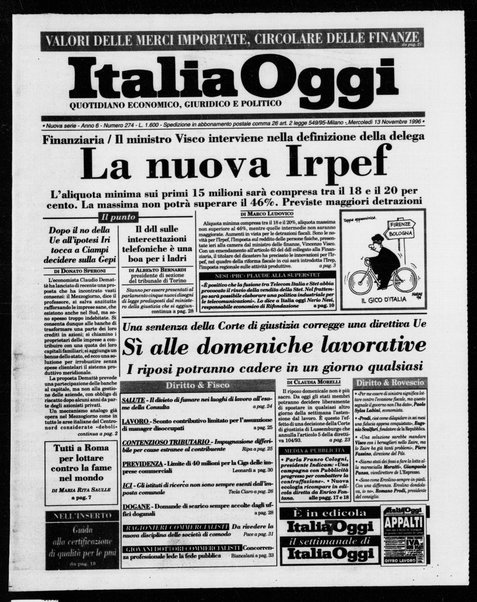 Italia oggi : quotidiano di economia finanza e politica